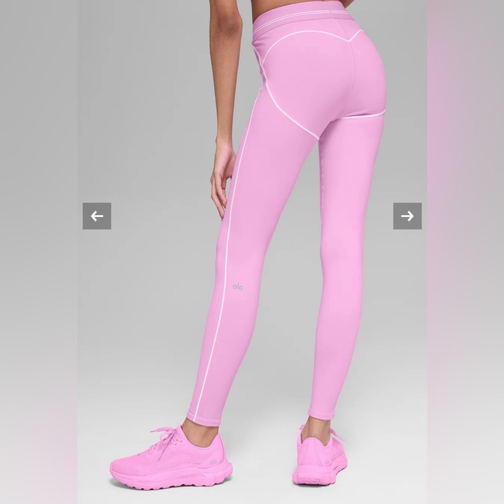 ALO Yoga Airbrush High-Waist Heart Throb Legging XXS Candy Heart Pink/White NWT - Picture 2 of 7